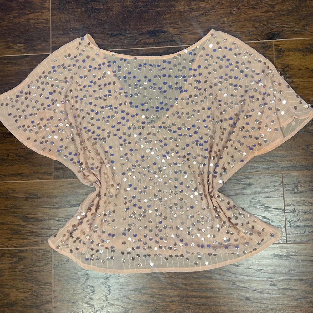 Vintage America Peach Sequin Blouse